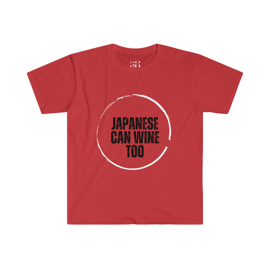 Japanese Can Wine Too (Circle)-Unisex Softstyle T-Shirt-Red
