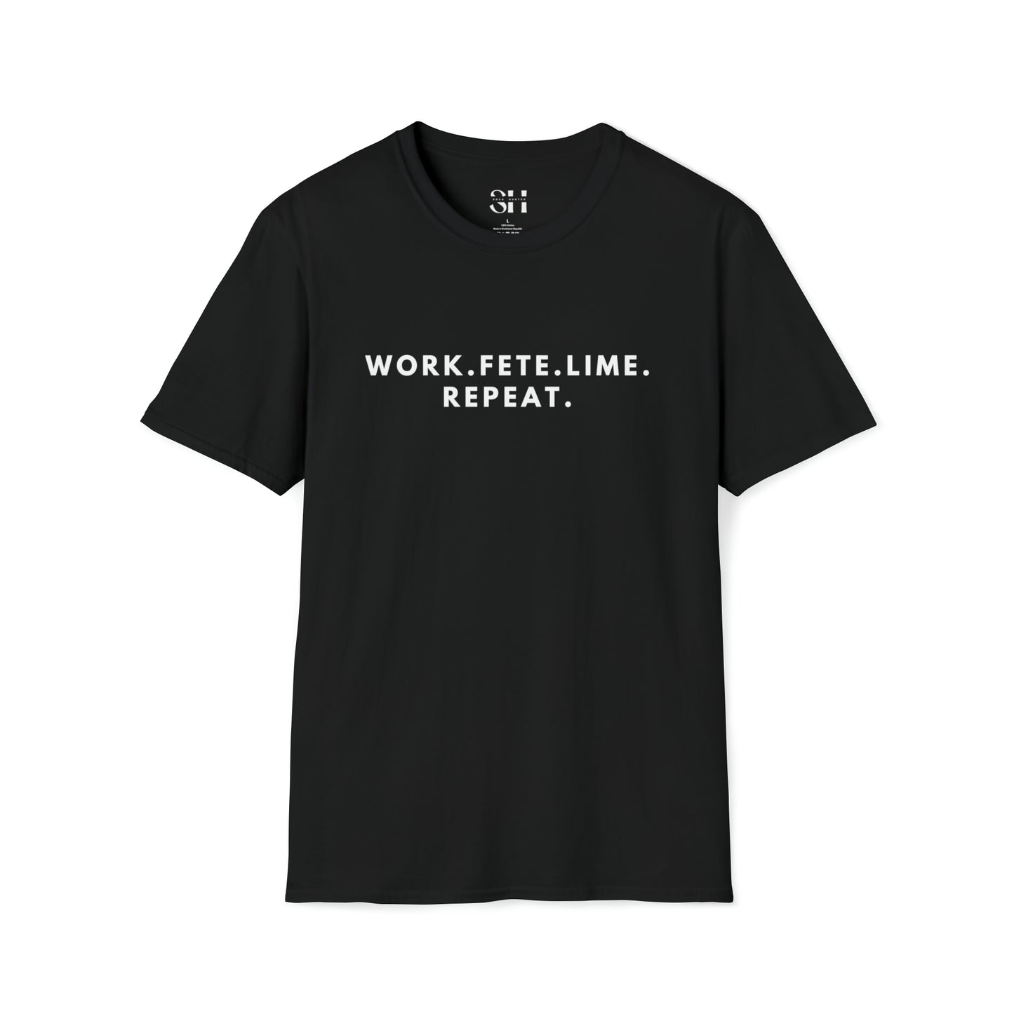 Work.Fete.Lime.Repeat-Unisex Softstyle T-Shirt